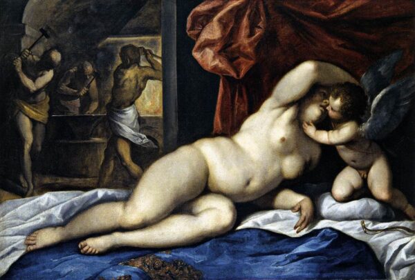 Venus and Cupid at Vulcan’s Forge by Palma il Giovane, hand-painted oil painting reproduction