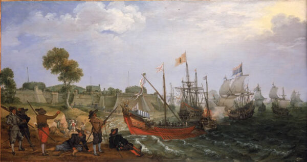 Dutch Squadron Attacking a Spanish Fortress by Adam Willaerts, hand-painted oil painting reproduction