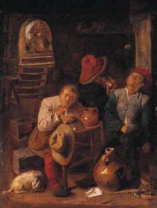 Four Peasants in a Cellar by Adriaen Brouwer, hand-painted oil painting reproduction