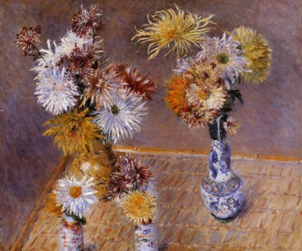 Four Vases of Chrysanthemums by Gustave Caillebotte, hand-painted oil painting reproduction