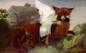 Fox And Goose by John James Audubon, hand-painted oil painting reproduction