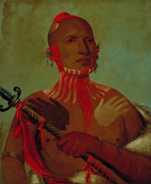 Wee sheet, Sturgeon’s Head, a Fox Warrior by George Catlin, hand-painted oil painting reproduction