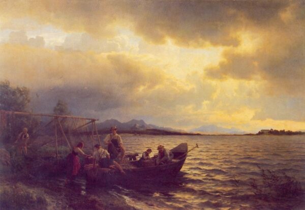Fra Chiemsee by Hans Gude, hand-painted oil painting reproduction