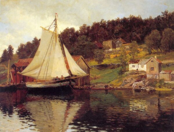 Fra Sandvika by Hans Gude, hand-painted oil painting reproduction