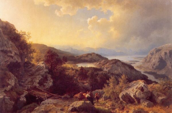 Fra Vossevangen by Hans Gude, hand-painted oil painting reproduction