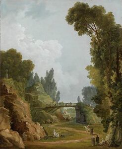 The Rustic Bridge, Ch?teau de M by Hubert Robert, hand-painted oil painting reproduction