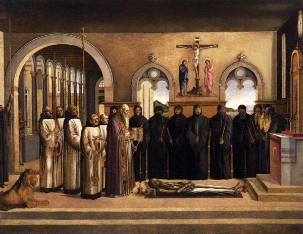 Funeral of St Jerome by Lazzaro Bastiani, hand-painted oil painting reproduction
