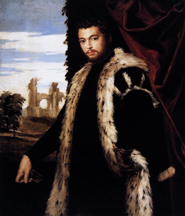 Portrait of a Young Man Wearing Lynx Fur by Paolo Veronese, hand-painted oil painting reproduction