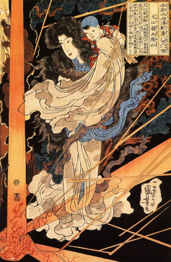 Fusehime Saving Inue Shimbyoe Masahi by Utagawa Kuniyoshi, hand-painted oil painting reproduction