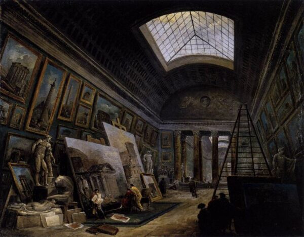 Imaginary View of the Grande Galerie in the Louvre by Hubert Robert, hand-painted oil painting reproduction