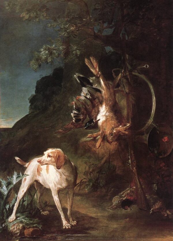 Game Still Life with Hunting Dog by Jean-Baptiste-Siméon Chardin, hand-painted oil painting reproduction