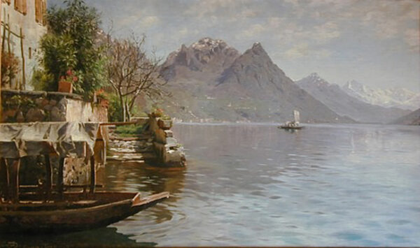 Gandria Lago di Lugano by Peder Mørk Mønsted, hand-painted oil painting reproduction