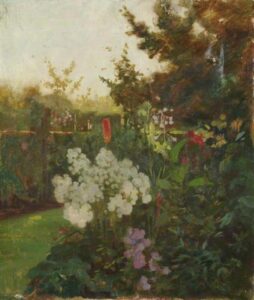 Garden Flower Scene by Benjamin Haughton, hand-painted oil painting reproduction