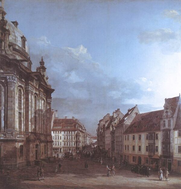 Dresden, the Frauenkirche and the Rampische Gasse by Bernardo Bellotto, hand-painted oil painting reproduction