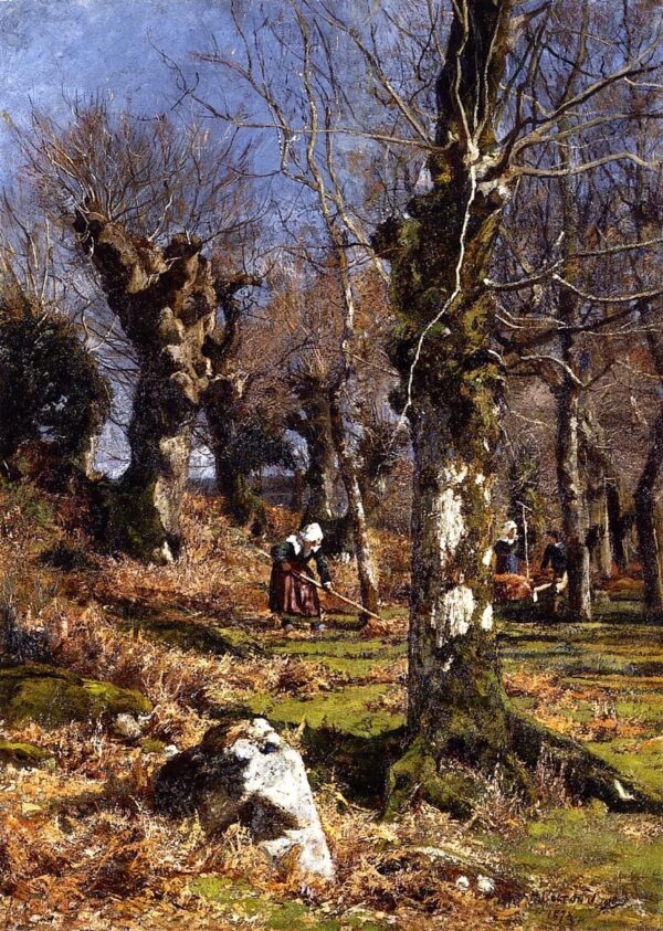 Gathering Leaves by Hugh Bolton Jones, hand-painted oil painting reproduction