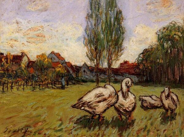Geese by Alfred Sisley, hand-painted oil painting reproduction