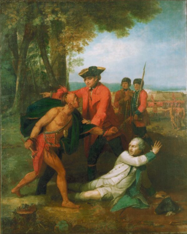 General Johnson Saving Dieskau by Benjamin West, hand-painted oil painting reproduction