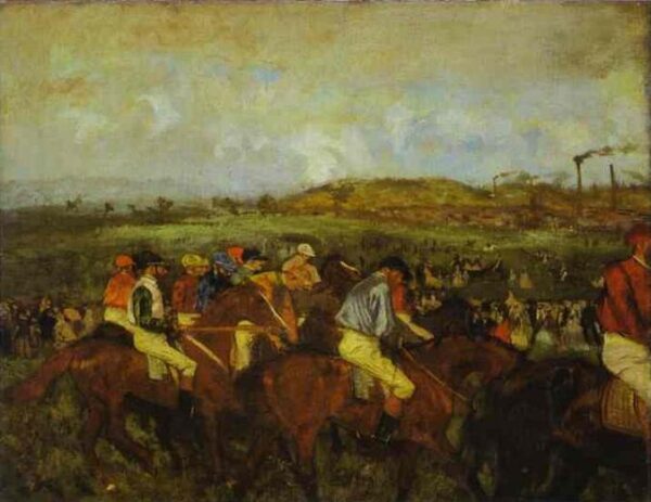 Gentlemen Jockeys Before Start by Edgar Degas, hand-painted oil painting reproduction