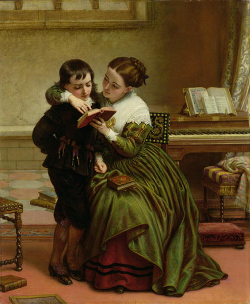 George Herbert and His Mother by Charles West Cope, hand-painted oil reproduction