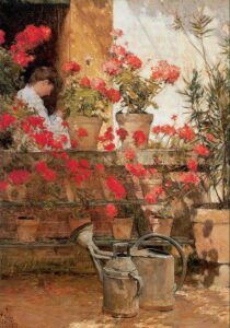 Geraniums by Frederick Childe Hassam, hand-painted oil painting reproduction