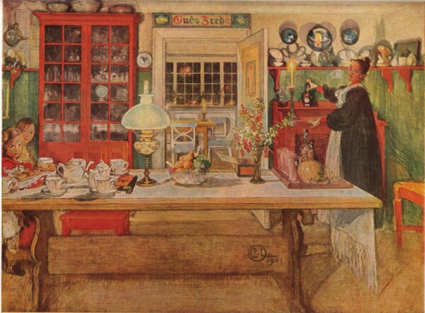 Getting Ready for a Game of Cards by Carl Larsson, hand-painted oil painting reproduction