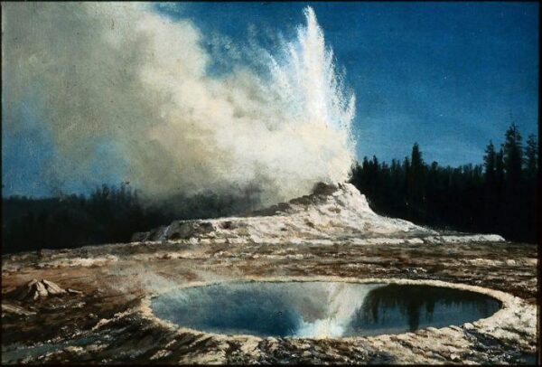 Geyser, Yellowstone Park by Albert Bierstadt, hand-painted oil painting reproduction