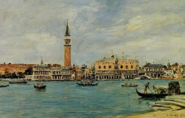 Venice the Campanile the Ducal Palace and the Piazetta View from San Giorgio by Harrison Bird Brown, hand-painted oil painting reproduction