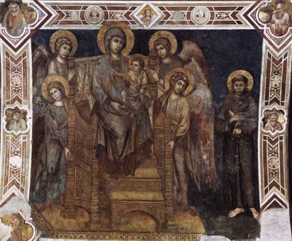 Madonna Enthroned with the Child St Francis and four Angels by Giovanni Cimabue, hand-painted oil painting reproduction