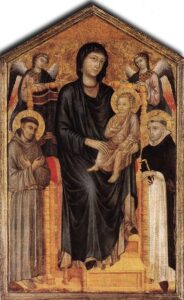 Madonna Enthroned with the Child St Francis St Domenico by Giovanni Cimabue, hand-painted oil painting reproduction