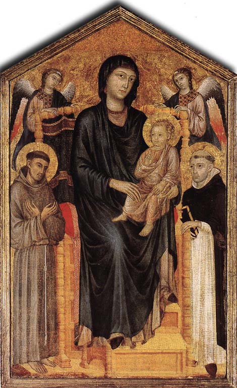 Madonna Enthroned with the Child St Francis St Domenico by Giovanni Cimabue, hand-painted oil reproduction