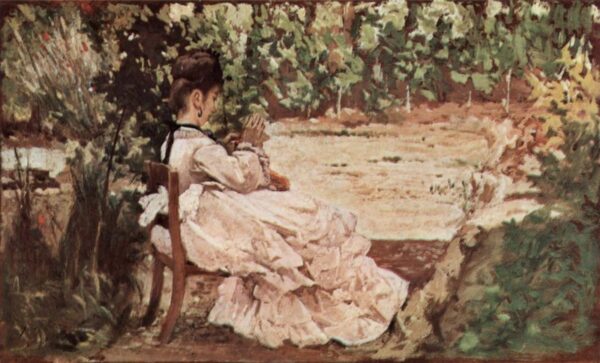 Giovanni Woman in the Garden by Giovanni Fattori, hand-painted oil painting reproduction