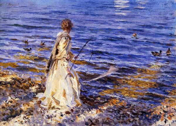 Girl Fishing by John Singer Sargent, hand-painted oil painting reproduction