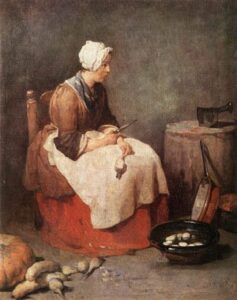 Girl Peeling Vegetables by Jean-Baptiste-Siméon Chardin, hand-painted oil painting reproduction