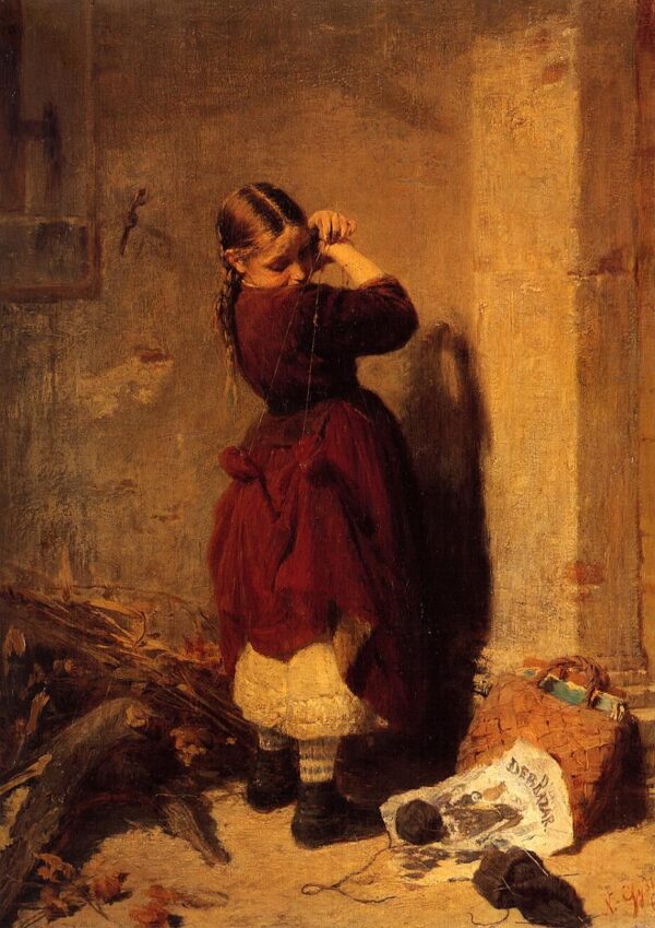 Girl Playing by Nikolaos Gyzis, hand-painted oil painting reproduction