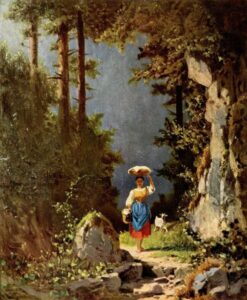 Girl With Goat by Carl Spitzweg, hand-painted oil painting reproduction