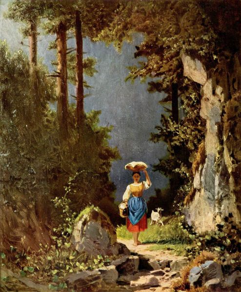 Girl With Goat by Carl Spitzweg, hand-painted oil reproduction