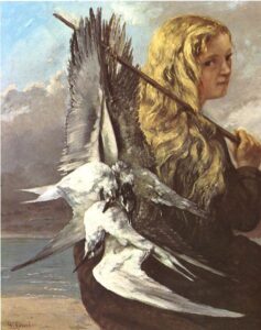 Girl With Seagulls by Gustave Courbet, hand-painted oil painting reproduction