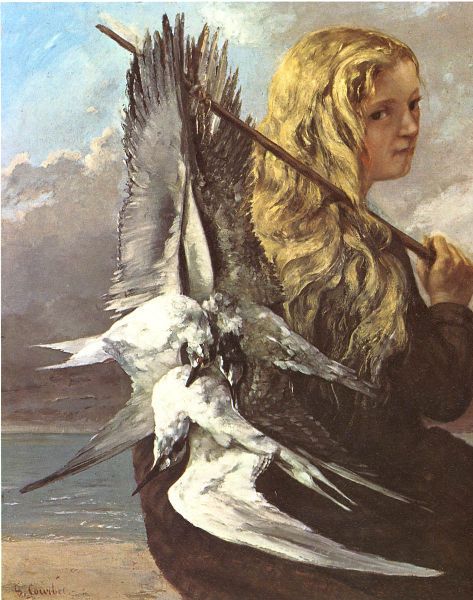 Girl With Seagulls by Gustave Courbet, hand-painted oil reproduction