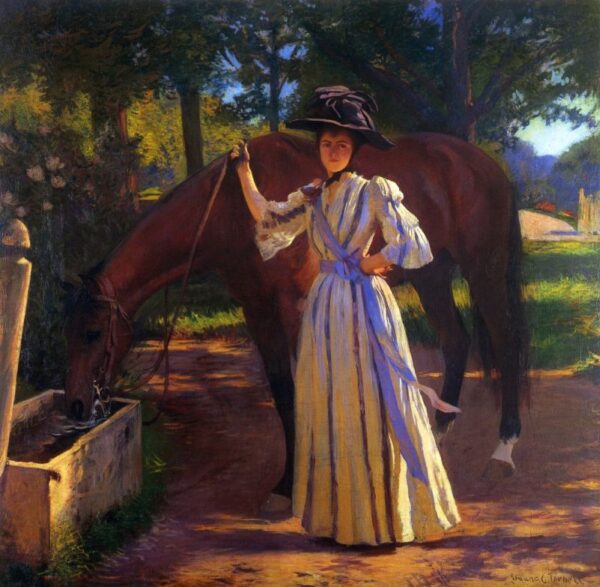 Girl and Horse by Edmund Tarbell, hand-painted oil painting reproduction