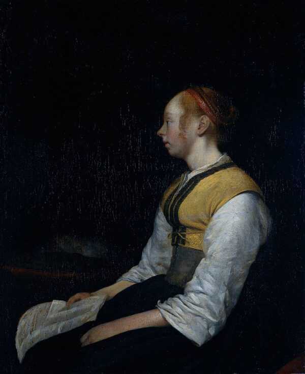 Girl in Peasant Costume by Gerard ter Borch, hand-painted oil painting reproduction