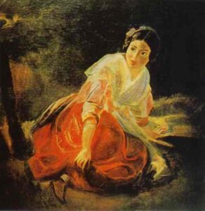 Girl in a Forest by Karl Briullov, hand-painted oil painting reproduction