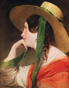 Girl in a Yellow Straw Hat by Friedrich von Amerling, hand-painted oil painting reproduction
