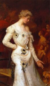 Girl with Dog by Edmund Tarbell, hand-painted oil painting reproduction