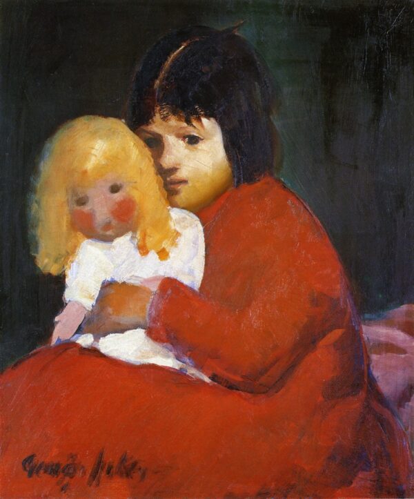 Girl with Doll by George Luks, hand-painted oil painting reproduction