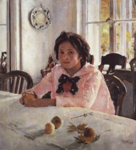 Girl with Peaches by Valentin Alexandrovich Serov, hand-painted oil painting reproduction