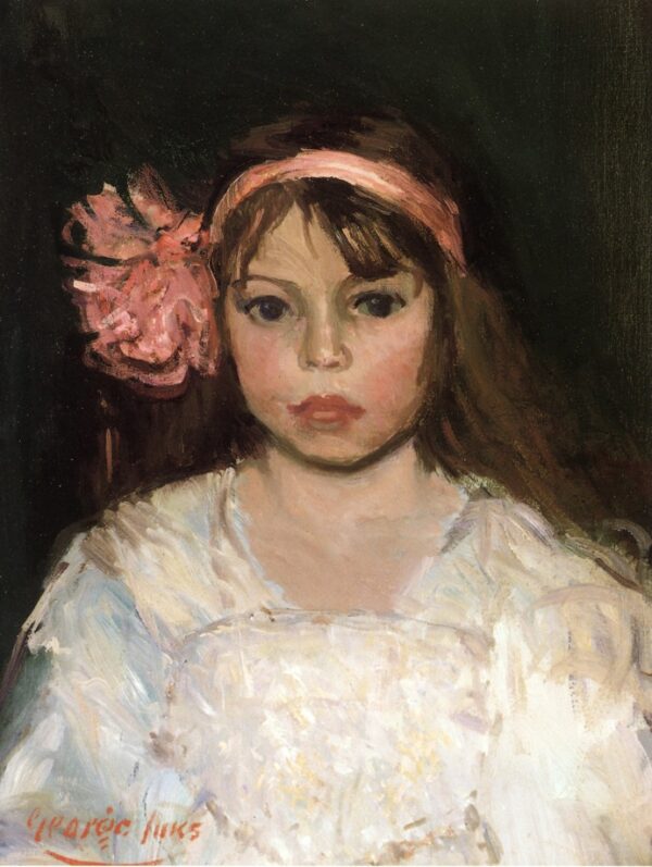 Girl with Pink Ribbon by George Luks, hand-painted oil painting reproduction