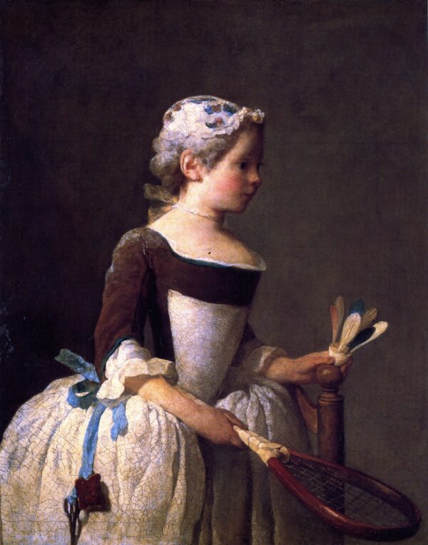 Girl with Shuttlecock by Jean-Baptiste-Siméon Chardin, hand-painted oil painting reproduction