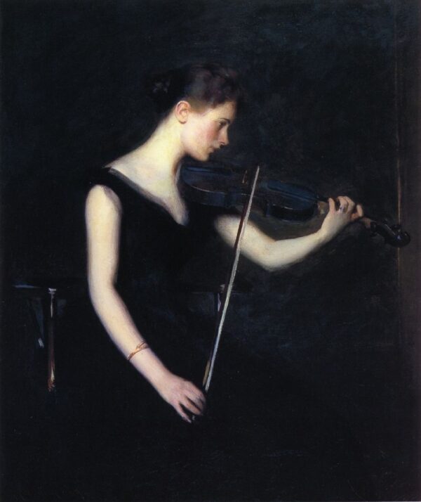 Girl with Violin by Edmund Tarbell, hand-painted oil painting reproduction