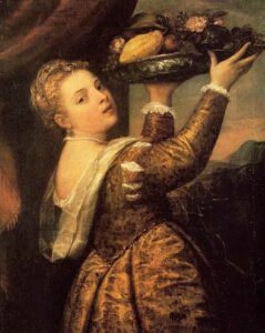 Girl with a Basket of Fruits by Titian, hand-painted oil painting reproduction