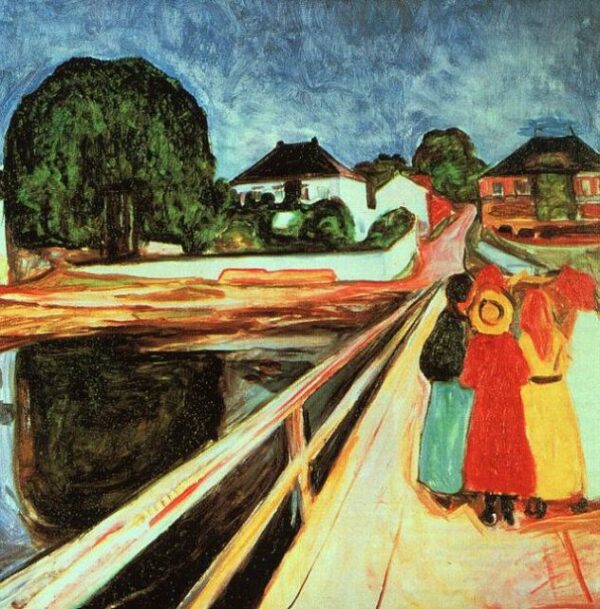 Girls on a Bridge by Edvard Munch, hand-painted oil painting reproduction